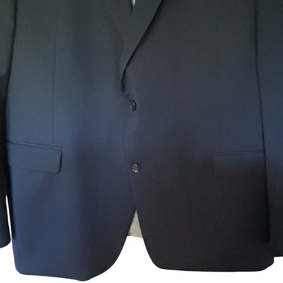 Tommy Hilfiger Men’s Two Button Blazer Blue Wool Blend Sport Coat Jacket Sz. 48L - Picture 3 of 13